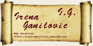 Irena Ganilović vizit kartica